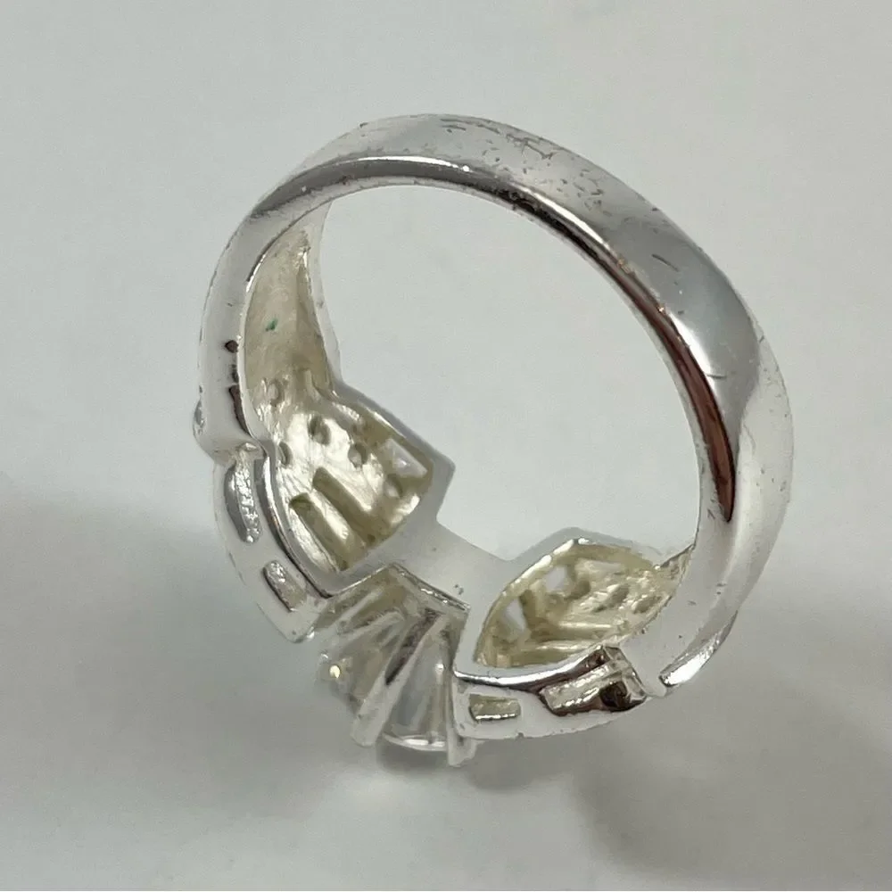 925 Sterling Silver Rhodium Plated White Cubic Zirconia Bridal Statement Ring 8